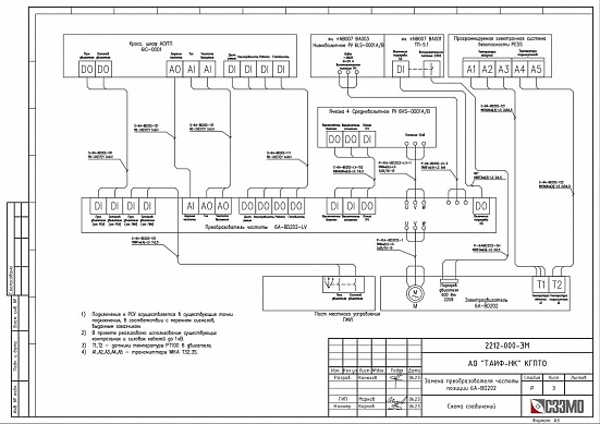 Выполнение работ по разработке рабочей документации с целью замены преобразователя частоты и электродвигателя позиции 6A-BD202 УПВ цеха №03 КГПТО
